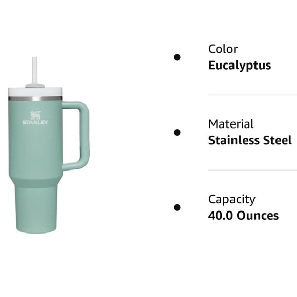 Stanley Quencher 2.0 Eucalyptus Insulated 40oz Tumbler. Personalized w/ Jen - Picture 6 of 8